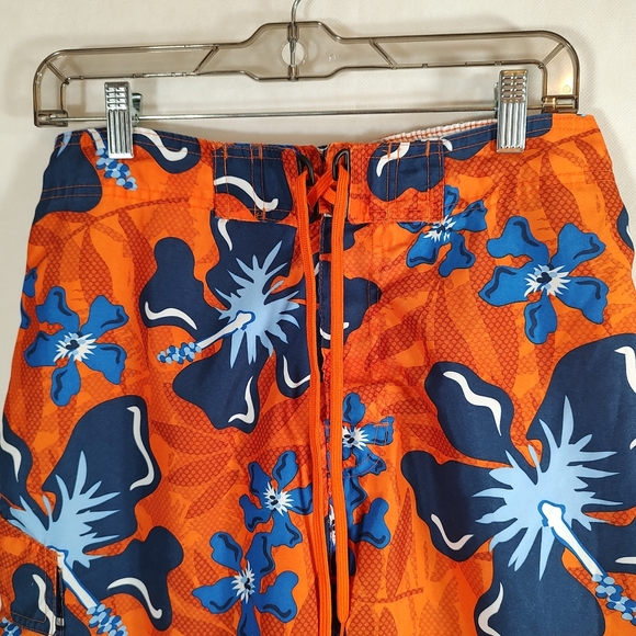 No Boundaries Men's Tropical Board Shorts Swim Trunks Size M 32/34 Orange Blue - Picture 3 of 7